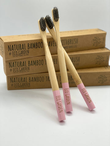 Plastic Free Bamboo Toothbrush & Case Pink