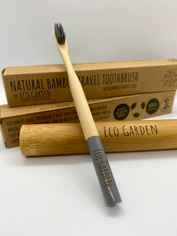 Plastic Free Bamboo Toothbrush & Case Grey